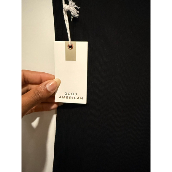 Women's GOOD AMERICAN Black Ribbed Square Neck Maxi Dress L - Picture 9 of 9